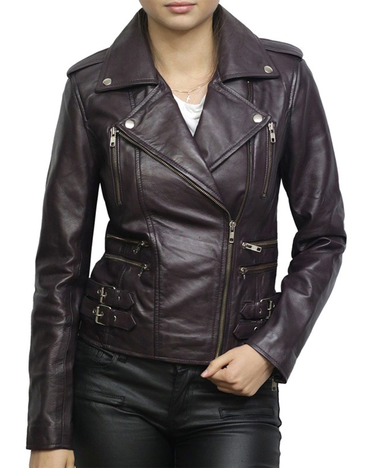 Womens Purple Retro Biker Jacket