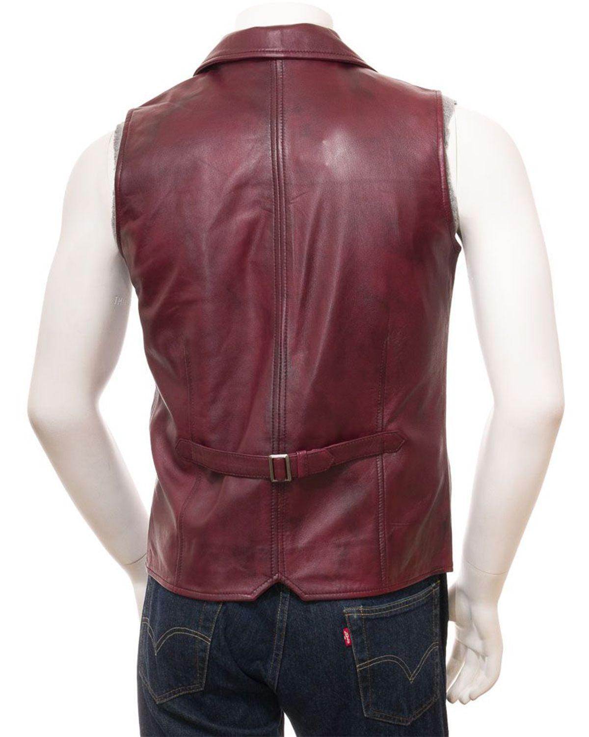 Mens Distressed Genuine Sheepskin Leather Vest
