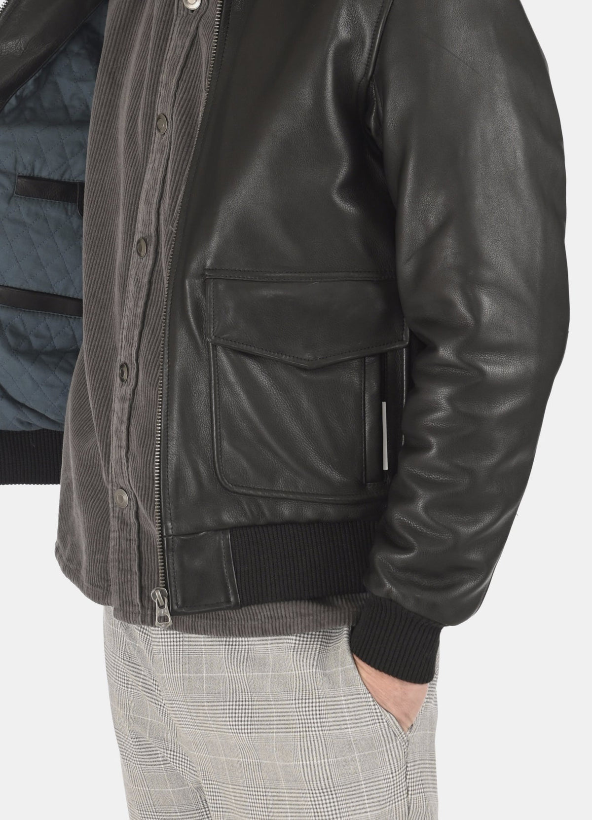 Mens oft Black Bomber Leather Jacket