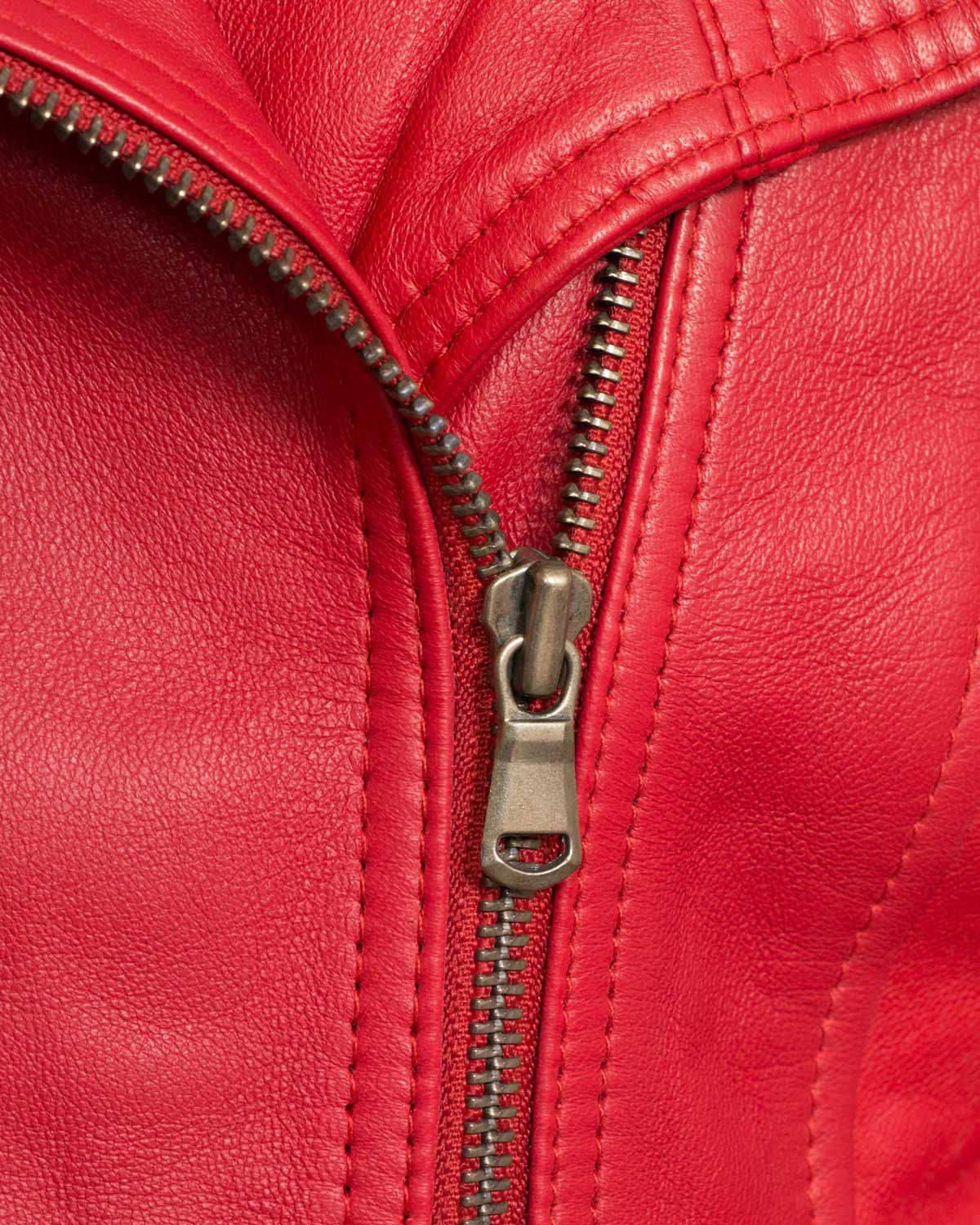 Womens  Red Biker Leather Jacket