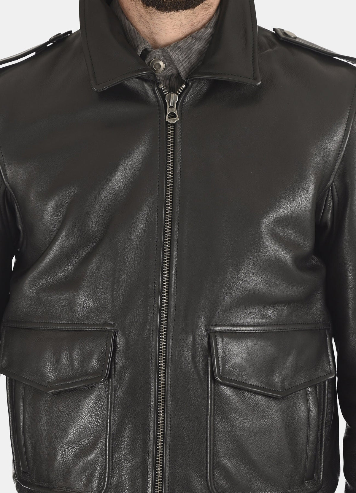 Mens oft Black Bomber Leather Jacket